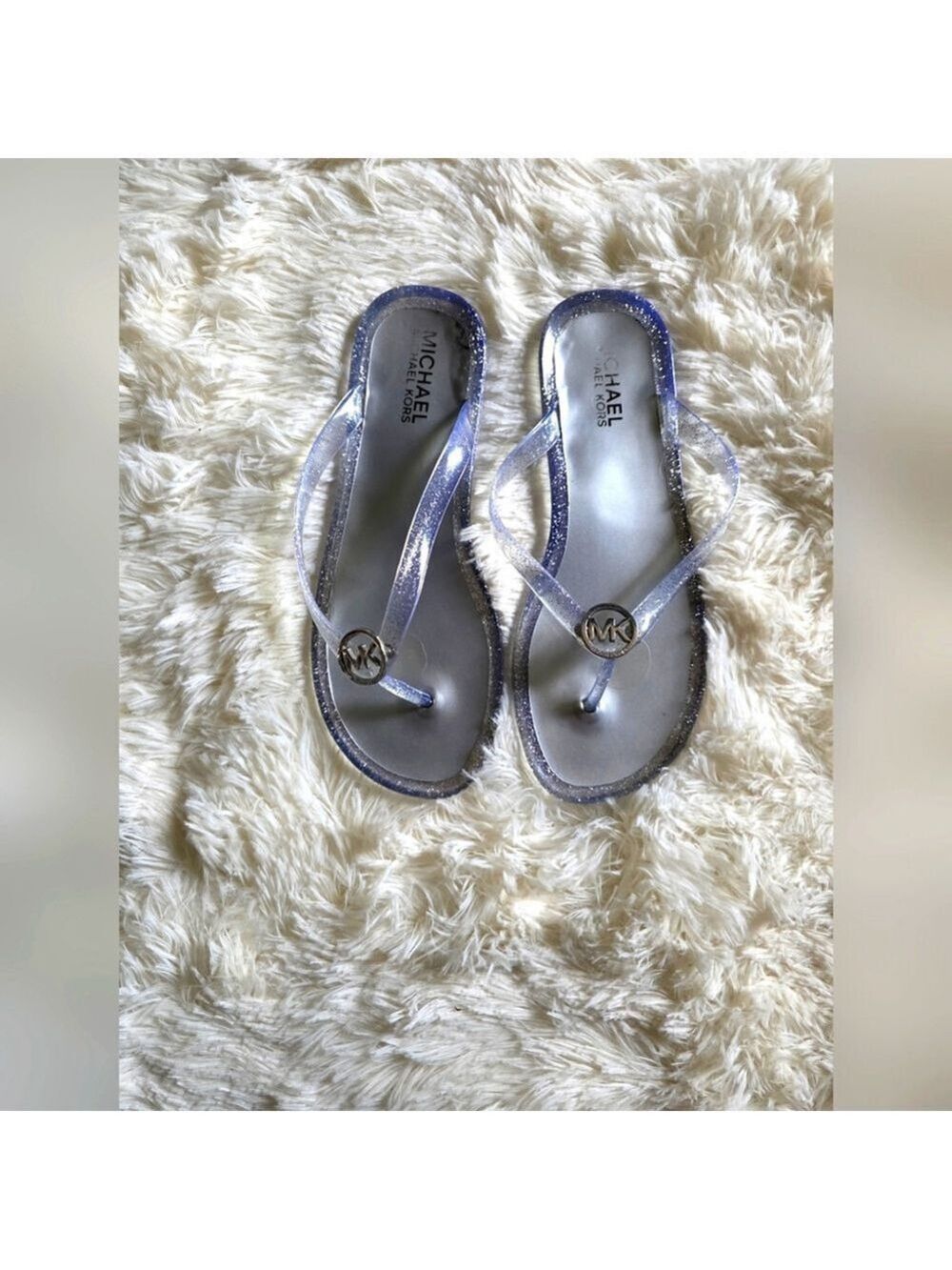 Michael Kors Silver Glitter Thong Sandals